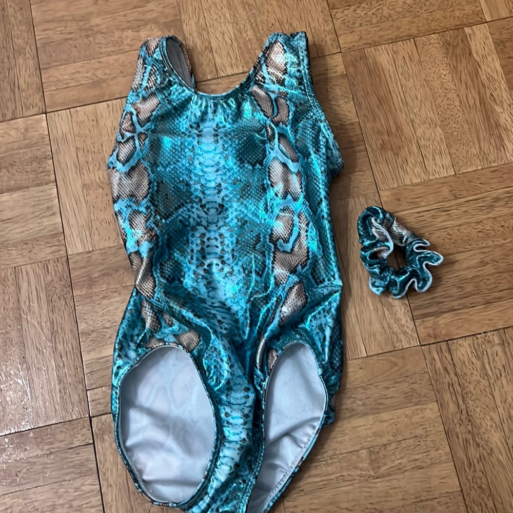 Snowflake Designs child medium leotard with hair band.